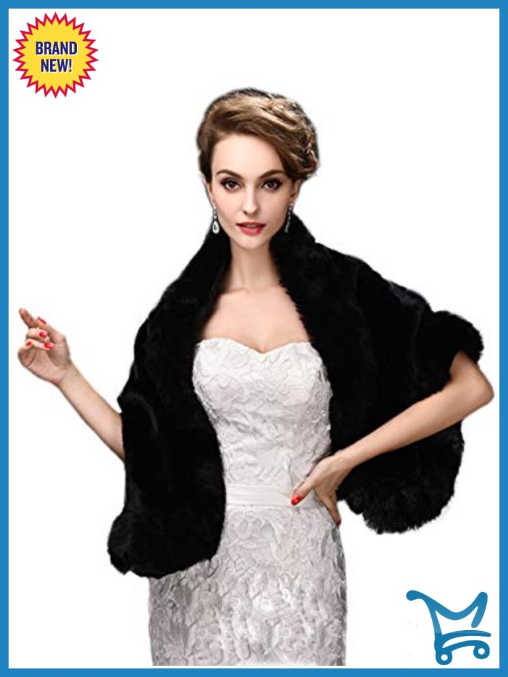 Luxurious Faux Fur Shawl Wrap Bridal Fur Scarf Warm Winter Stole Evening